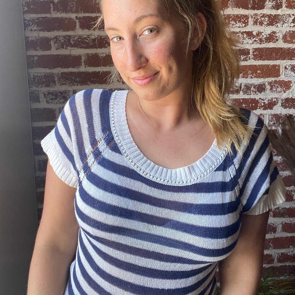 aerie blue and white striped summer knit top - Picture 5 of 7